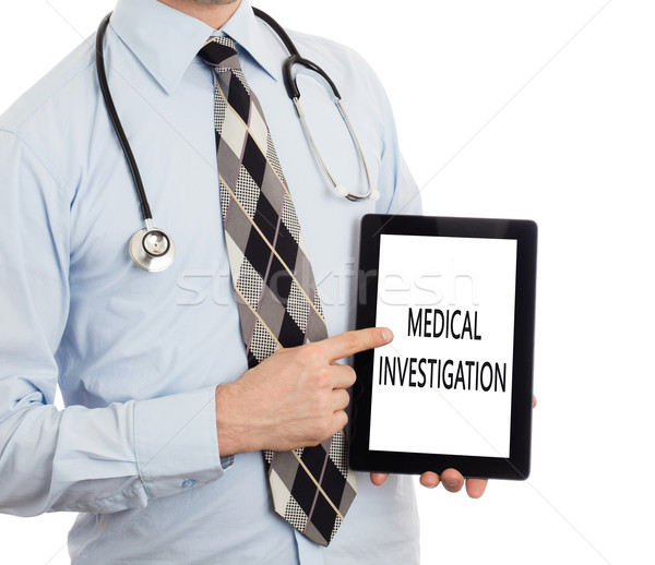 Doktor tablet tıbbi soruşturma yalıtılmış Stok fotoğraf © michaklootwijk