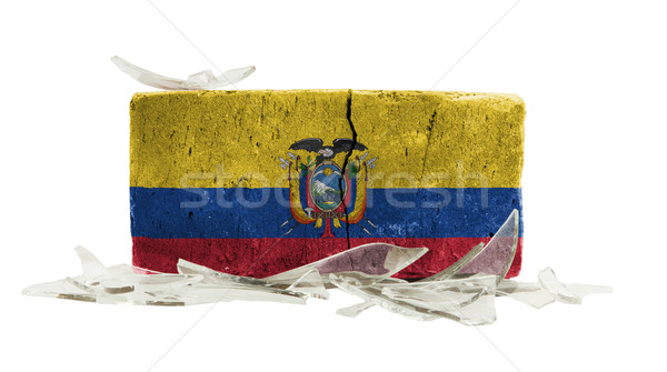 Tijolo cacos de vidro violência bandeira Equador parede Foto stock © michaklootwijk