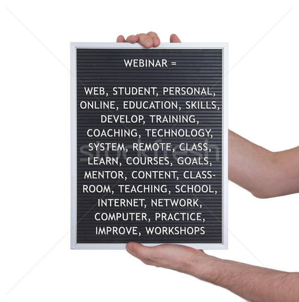 Foto d'archivio: Webinar · plastica · lettere · vecchio · menu · bordo