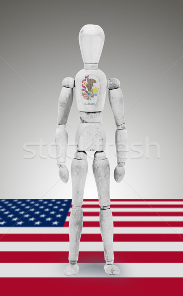 Wood figure mannequin with US state flag bodypaint - Illinois Stock photo © michaklootwijk