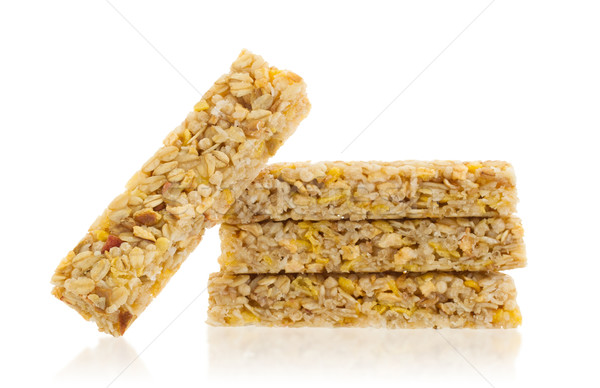 Stockfoto: Müsli · bar · appel · noten · suiker · geïsoleerd