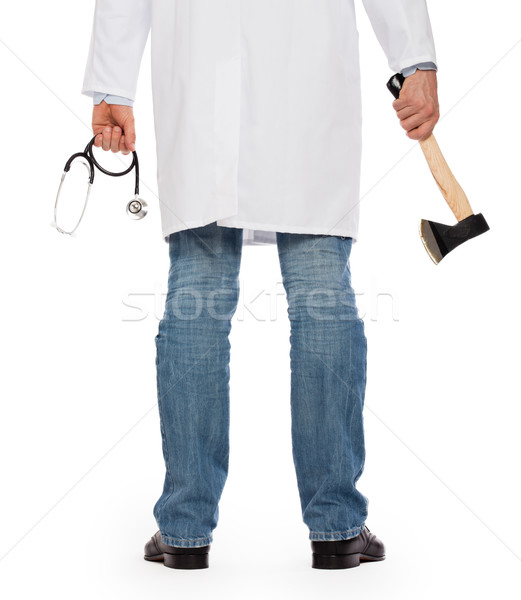 Stockfoto: Kwaad · medic · klein · bijl · stethoscoop