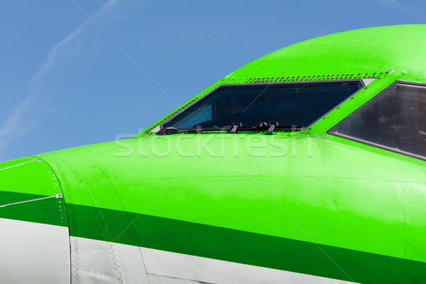 Cabine do piloto jato avião verde janela Foto stock © michaklootwijk