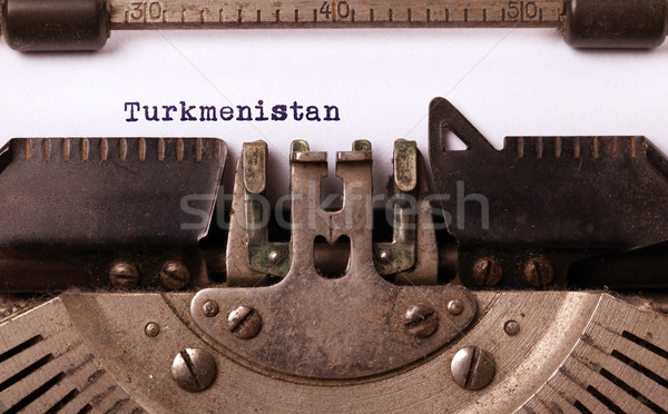 Alten Schreibmaschine Turkmenistan Inschrift Jahrgang Land Stock foto © michaklootwijk