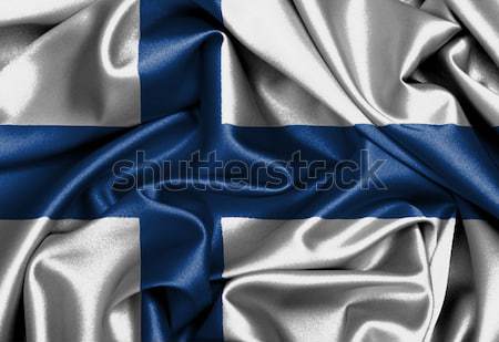 Szatén zászló háromdimenziós render Finnország háttér Stock fotó © michaklootwijk