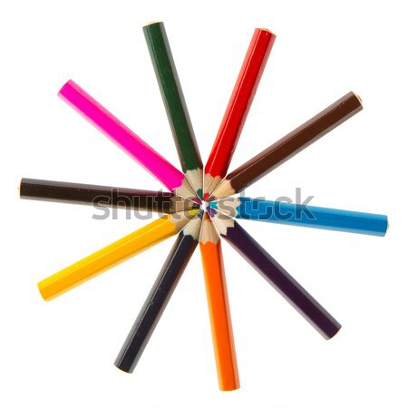 Dix différent couleur crayons blanche crayon [[stock_photo]] © michaklootwijk