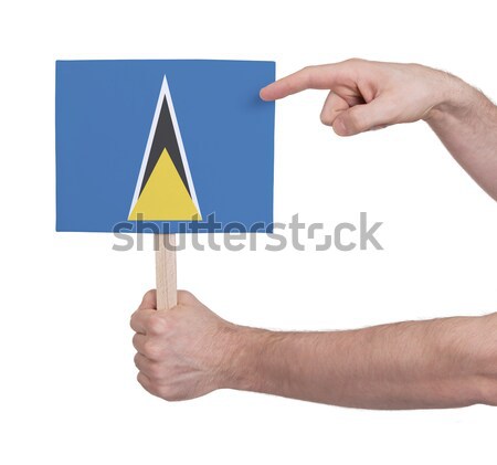 Hand holding small card - Flag of Saint Lucia Stock photo © michaklootwijk