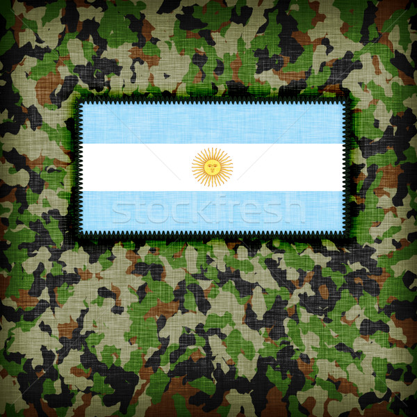 Tarnung einheitliche Argentinien Flagge Textur grünen Stock foto © michaklootwijk