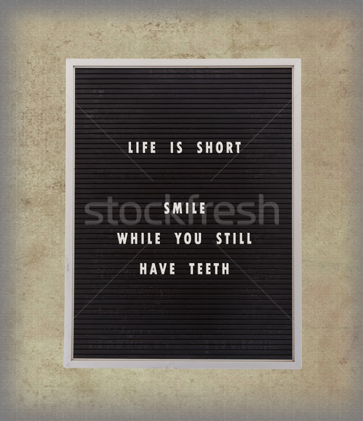 Funny, inspirational quotation about life on a very old menu boa Stock photo © michaklootwijk