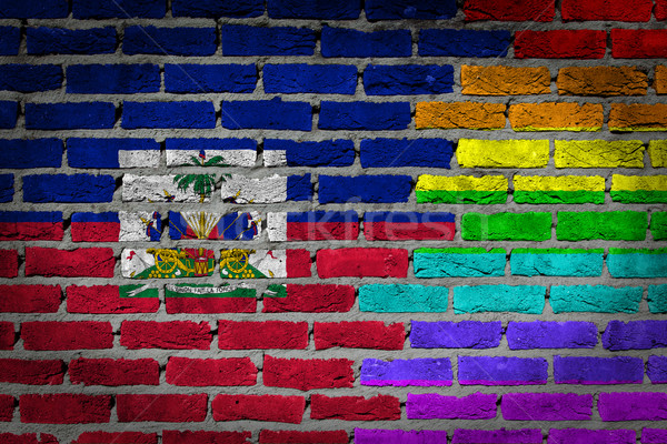 Buio muro di mattoni diritti Haiti texture bandiera Foto d'archivio © michaklootwijk