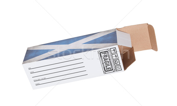 Foto stock: Exportar · produto · escócia · papel · caixa