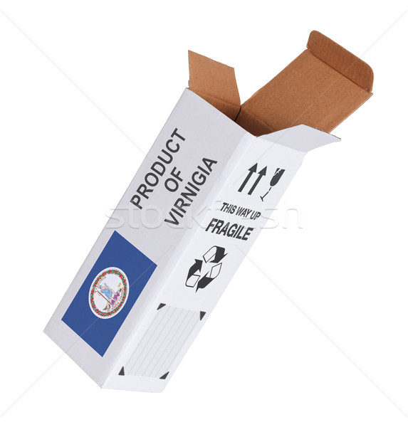 Foto stock: Exportar · produto · Virgínia · papel · caixa