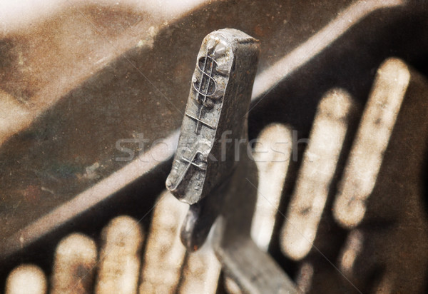 Dollár kalapács öreg utasítás írógép meleg Stock fotó © michaklootwijk