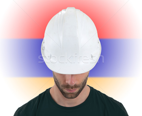 Engineer with flag on background - Armenia Stock photo © michaklootwijk