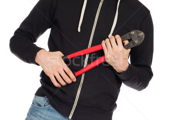 Robber with red bolt cutters Stock photo © michaklootwijk