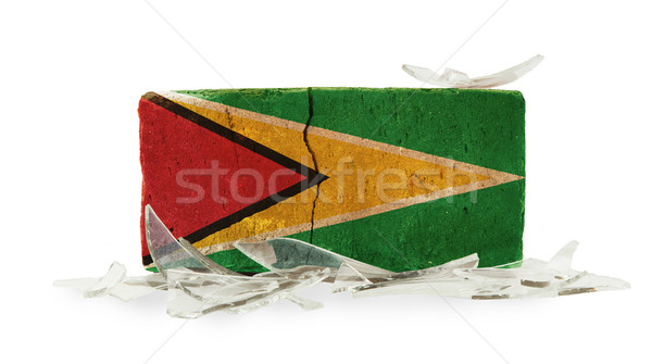 Ziegel Glasscherben Gewalt Flagge Guyana Wand Stock foto © michaklootwijk