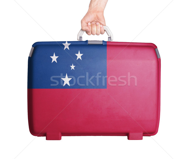 Used plastic suitcase with stains and scratches Stock photo © michaklootwijk