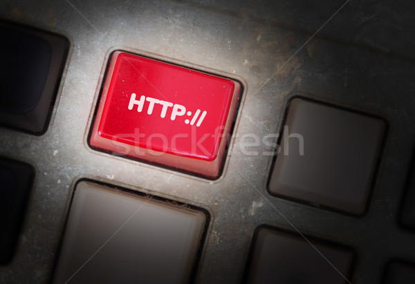 Rood knop vuile oude paneel selectieve aandacht Stockfoto © michaklootwijk
