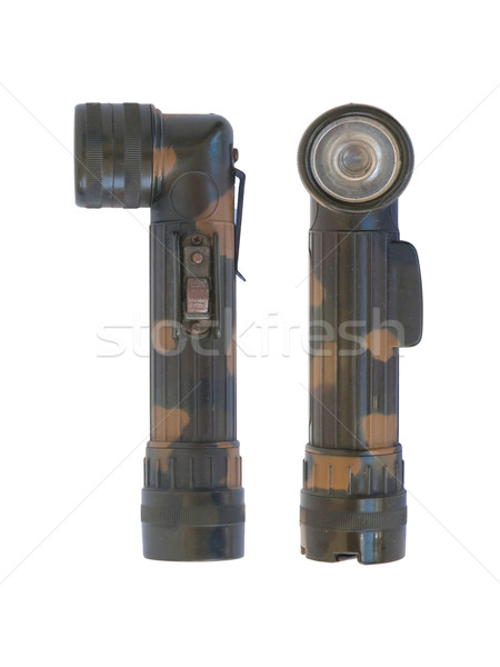 Used green military flash light on white background Stock photo © michaklootwijk