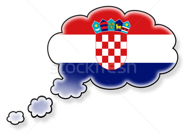 Stock fotó: Zászló · felhő · izolált · fehér · Horvátország · világ