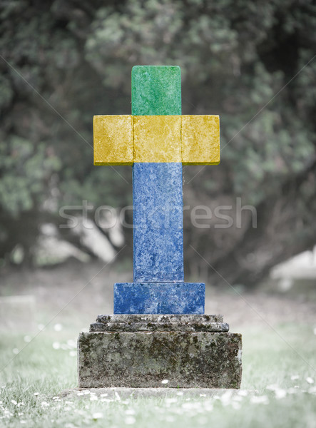 Lápida sepulcral cementerio Gabón edad capeado bandera Foto stock © michaklootwijk