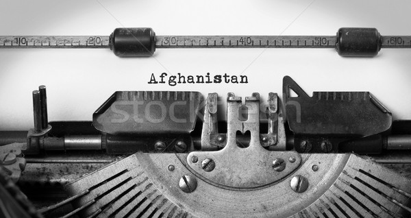Starych maszyny do pisania Afganistan napis kraju technologii Zdjęcia stock © michaklootwijk