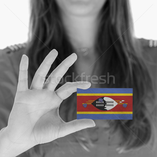 Mujer tarjeta de visita bandera Swazilandia espacio Foto stock © michaklootwijk