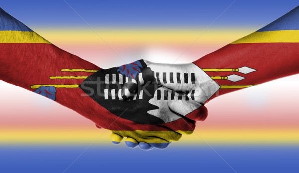 Férfi nő kézfogás zászló minta Szváziföld Stock fotó © michaklootwijk