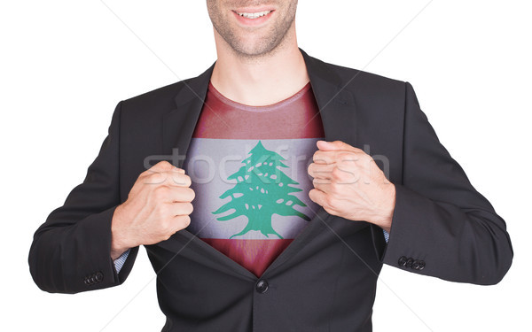 Işadamı açılış takım elbise gömlek bayrak Lübnan Stok fotoğraf © michaklootwijk