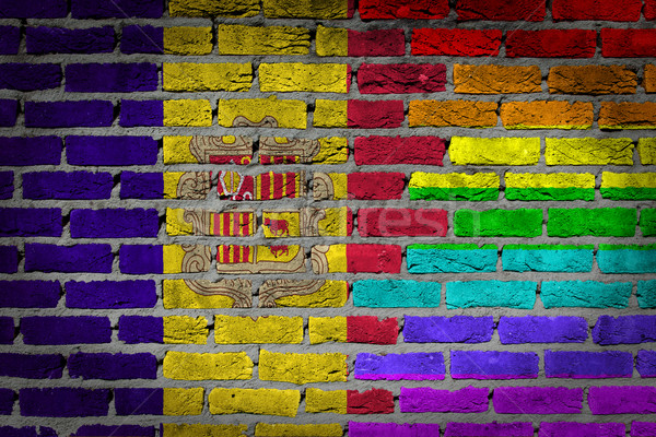 Escuro parede de tijolos direitos Andorra textura bandeira Foto stock © michaklootwijk