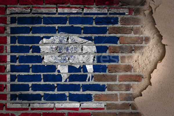 Foto stock: Oscuro · pared · de · ladrillo · yeso · Wyoming · textura · bandera