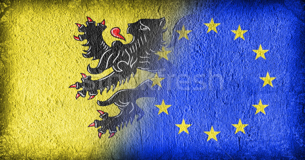 EU zászlók festett repedt beton háttér Stock fotó © michaklootwijk
