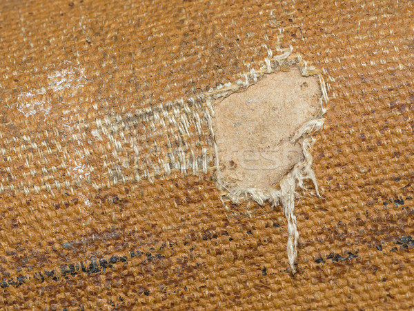 Detail (damage) of an old canvas suitcase, close-up Stock photo © michaklootwijk