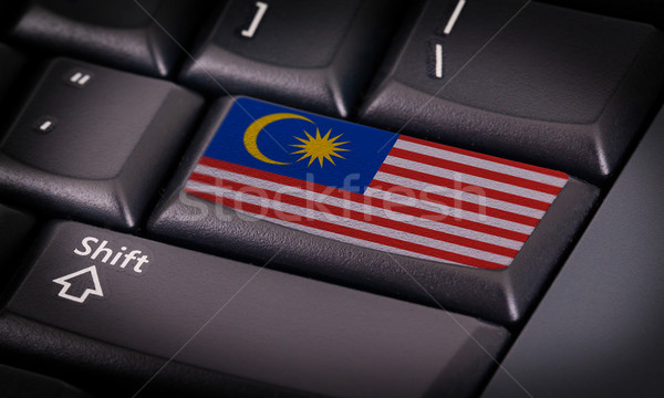 Stockfoto: Vlag · toetsenbord · knop · Maleisië · ontwerp · laptop