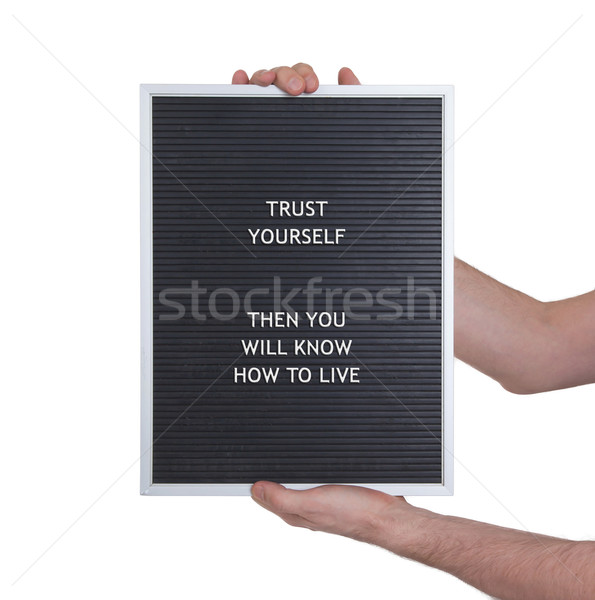 Lifestyle concept in plastic letters on very old menu board Stock photo © michaklootwijk