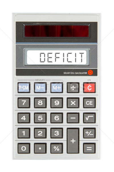 Vechi calculator deficit text afişa Imagine de stoc © michaklootwijk