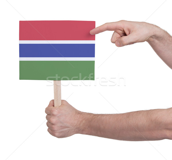 Hand halten wenig Karte Flagge Gambia Stock foto © michaklootwijk