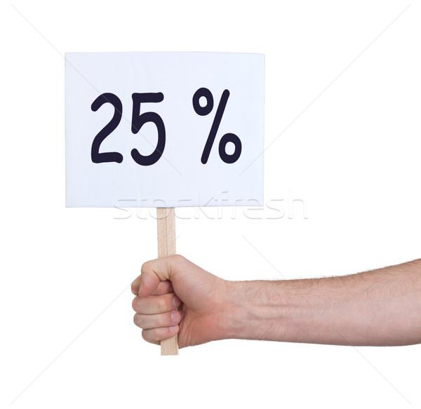 Sale - Hand holding sigh that says 25% Stock photo © michaklootwijk
