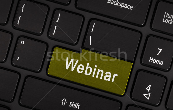 Laptop pulsante webinar rosolare tastiera del computer portatile Foto d'archivio © michaklootwijk