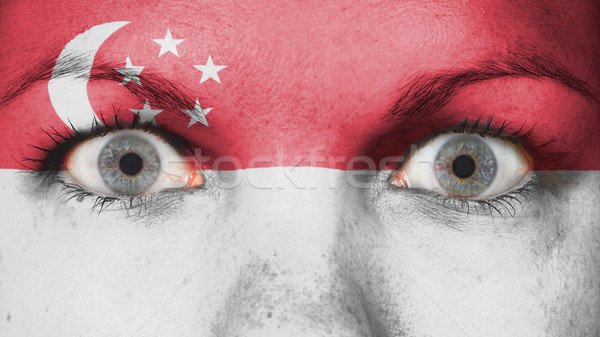 Oczy banderą malowany twarz Singapur Zdjęcia stock © michaklootwijk