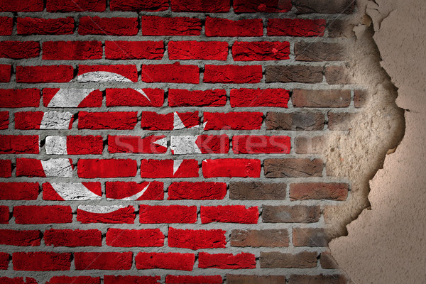 黑暗 磚牆 石膏 土耳其 質地 旗 商業照片 © michaklootwijk