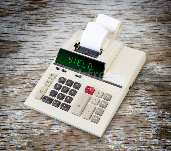 Oude calculator opleveren tonen tekst display Stockfoto © michaklootwijk