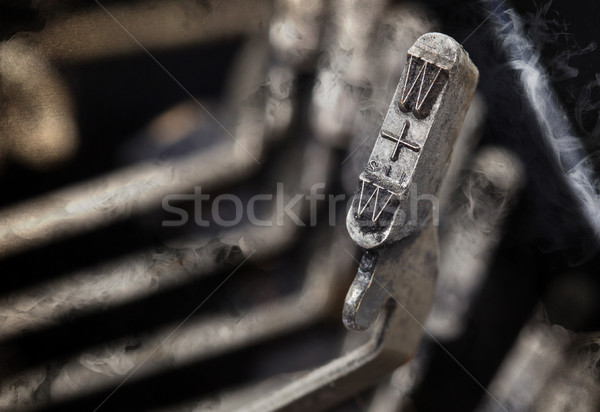 W hammer - old manual typewriter - mystery smoke Stock photo © michaklootwijk