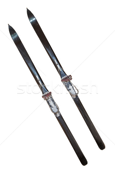 Pair of old wooden skis Stock photo © michaklootwijk