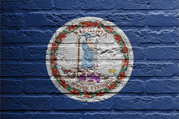 Stock photo: Brick wall with a painting of a flag, Virginia