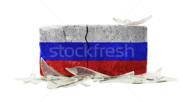Tijolo cacos de vidro violência bandeira Rússia parede Foto stock © michaklootwijk