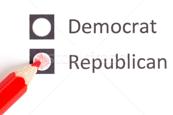 Red pencil choosing between democrat and republican Stock photo © michaklootwijk