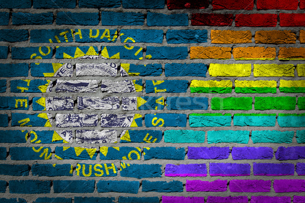 Foto stock: Escuro · parede · de · tijolos · direitos · South · Dakota · textura · bandeira