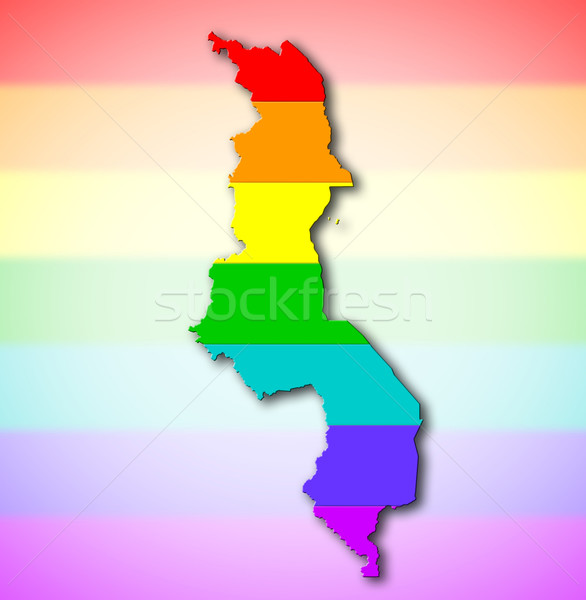 Malavi arco-íris bandeira padrão mapa viajar Foto stock © michaklootwijk