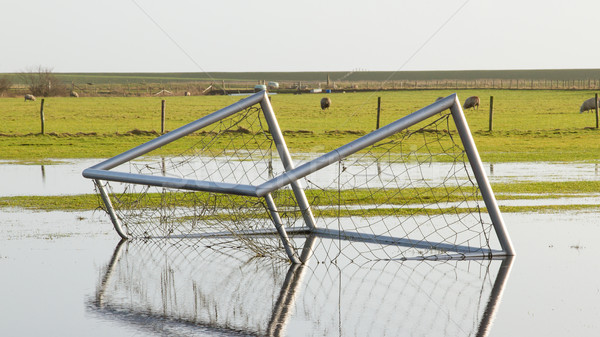 Football goal in a flooded field Stock photo © michaklootwijk